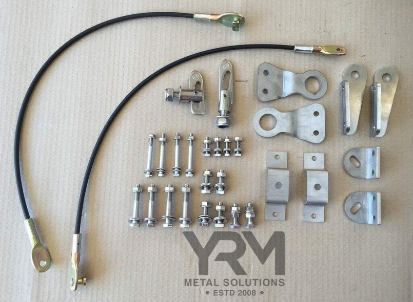 YRM1045 - Stainless Steel Drop Down Tailgate Bracket and Fixing Kit for Land Rover Series and Defender - By YRM Metal Image 1