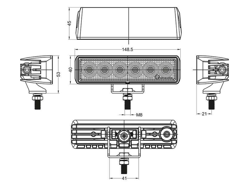 DA3347 - 24W LED Flood Light for Land Rover Vehicles - 24 x 1w Osram LEDS - 148.5mm x 40m Image 5