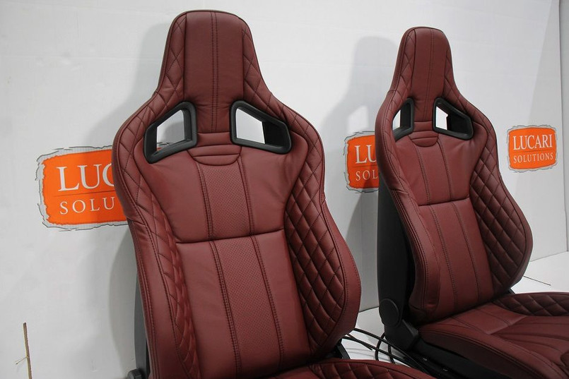 LRI1181 - Heated Recaro Leather Seats in Burgundy with Tip Up Bases for Land Rover Defender by Lucari Image 3