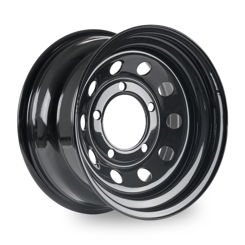 S165165TGBLKMO8 - Modular Steel Wheel 16" x 8" ET0 Black - Defender, Range Rover Classic and Discovery Image 1