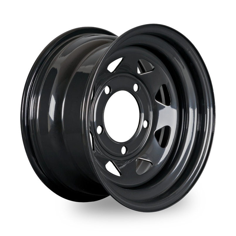 S16516500TGBLK8SPK - 8 Spoke Steel Wheel 16" x 8" ET0 Black - Defender, Range Rover Classic and Discovery Image 1