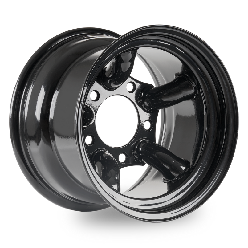 S15516532CHASTE - 5 Spoke Challenger Steel Wheel 15" x 10" ET-32 Black - Land Rover Defender, Discovery 1 and Range Rover Classic Image 1