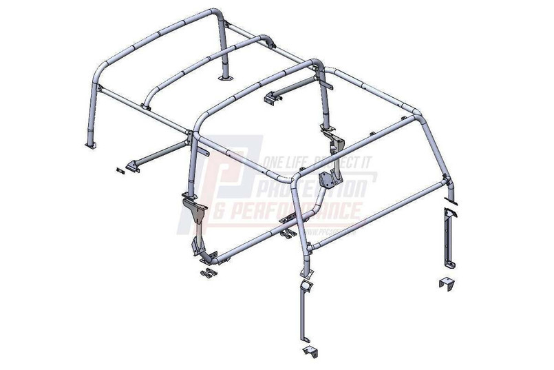 PPLR299 - 8 Point Internal and External Hoop Replacement Roll Cage for Land Rover Defender 90 Soft Top without bulkhead - NAS Style Image 1