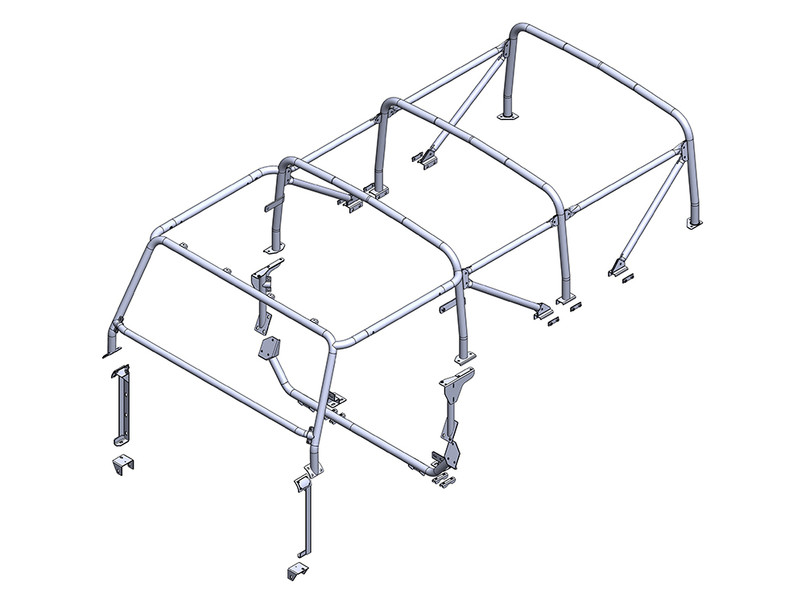 RBL3167SSS - 12-Point External/Internal Bolt-In Roll Cage - Black - 2-Door Defender 110 1998 - 2016- Soft Top without bulkhead behind seats Image 1