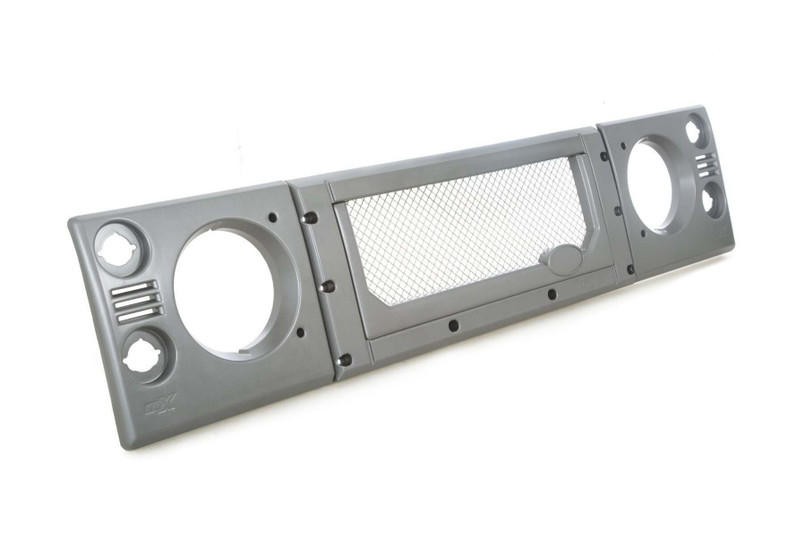 KBX4241S - KBX Signature Grille and Headlamp Surrounds for Defender - KBX Facelift Kit - Brunel Silver Grey with Premium Stainless Mesh Image 1