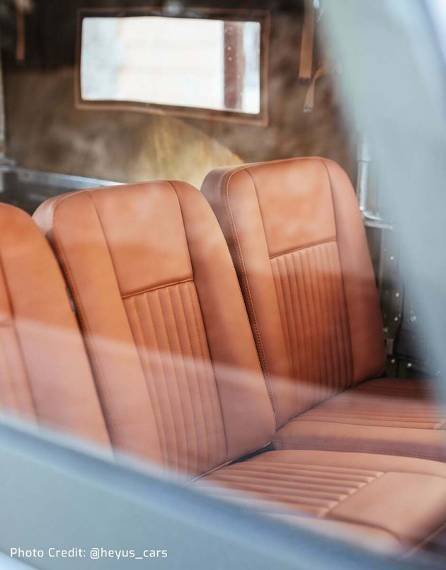EXT378-9 - Deluxe Front Seat Set in Classic Fluted Oxford Tan Vinyl for Land Rover Series - By Exmoor Trim Image 5