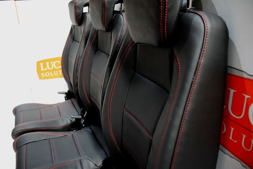 LRI33088BLK - High Back Middle Row Seat Set - Black Leather - Land Rover Defender 110 Station Wagon / Double Cab TD5 & Puma TDCi - by Lucari Image 16