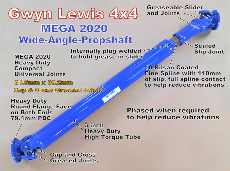 GL-MEGA-1135 - Rear Wide Angle 2020 MEGA Prop Shaft for Defender 110 from 2002 (With Short Nose Diff) Image 1