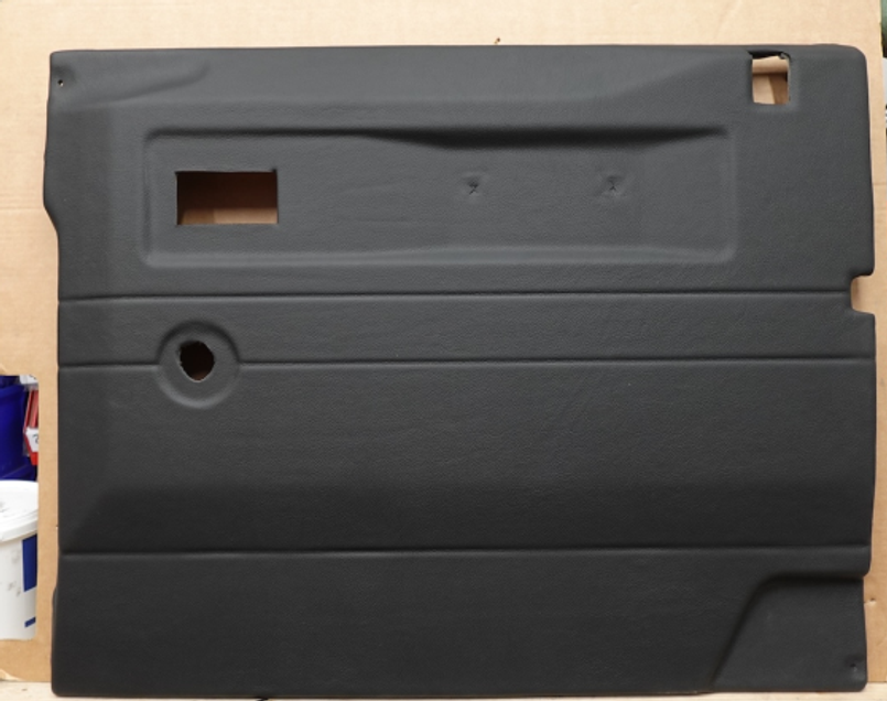 LRC2855 - Black Leather Door Card Re-Trim Kit for Land Rover Defender - By Boulder Ridge - Comes as a Pair in Black Leather Image 1