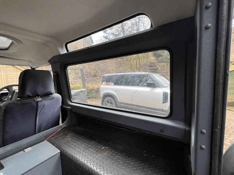 MUD-0111 - Left and Right Rear Window Trim Pieces - Land Rover Defender 90 Station Wagon up to 2007 - by MUD UK Image 3