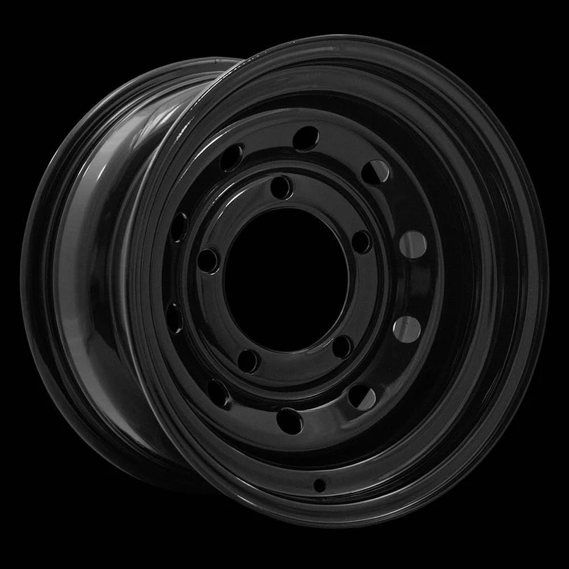 LRC5021 - Steel Modular Wheel in Black - 16" x 8" ET0 - Will Fit Defender, Discovery 1 and Range Rover Classic (Zero Off Set) Image 1