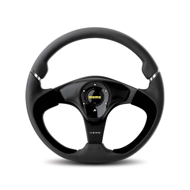 VNERO3500NE - Defender Momo Nero 14" Steering Wheel with Black Gloss, Leather and Suade Styling Image 1