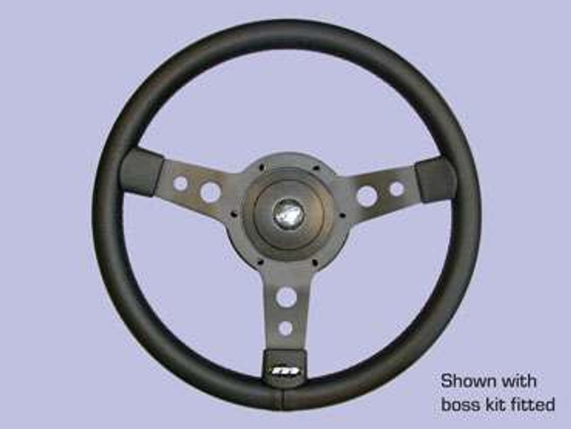 53SBLB - Defender Steering Wheel by Mountney - 15" Black Leather with Black Spokes - IN STOCK FOR INSTANT DISPATCH Image 1