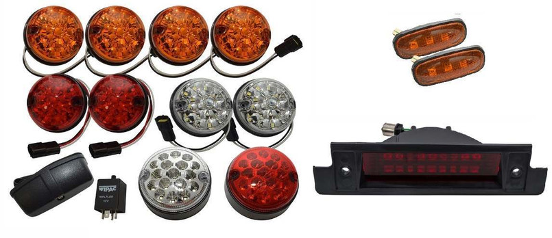 LRC1395 - Defender LED Coloured Lamp Kit in Genuine Land Rover Style - Upgrade Kit For Front and Rear Lights Including Side Repeaters and High Level Stop Image 1