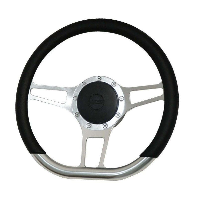 BEDROCKBUNDLE - Bedrock Aluminium and Leather Steering Wheel from Exmoor Trim for Land Rover Defender and Series IN STOCK FOR INSTANT DISPATCH Image 2