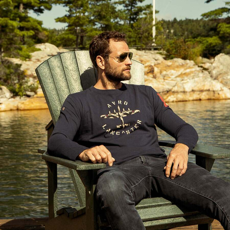 EXT550 - Avro Lancaster Long Sleeve T-Shirt - Navy - by Exmoor Trim Image 2