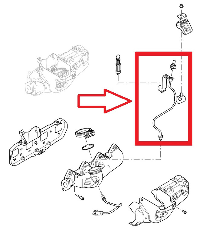 LR185489 - Exhaust Gas Pressure Sensor Assembly - AJ21D4 2.0 Diesel Engine - Discovery Sport and Range Rover Evoque - Genuine Land Rover Image 1