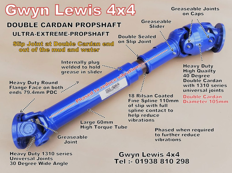 GL-DC-EXT-649 - Front Double Cardan EXTREME 1310 HD Prop Shaft - For Land Rover Defender 200TDI Image 1