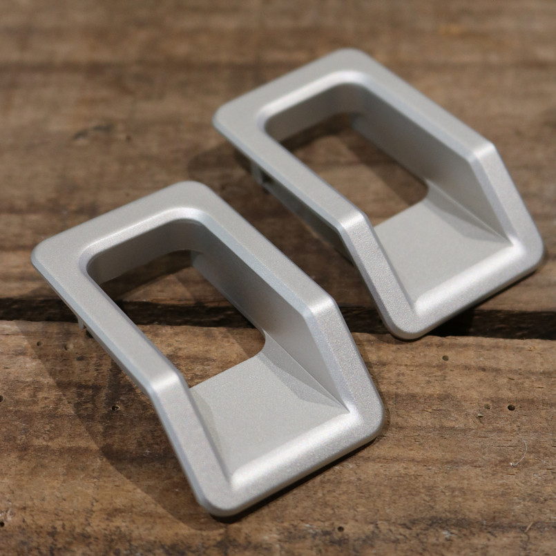 EXT014-181 - Billet Aluminium Interior Door Lock Pin Surrounds -Silver (Pair) - by Exmoor Trim Image 1