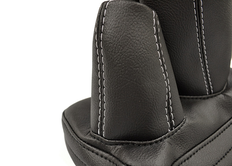 EXT014-19 - Lode Lane Solihull Black Alloy LT77 Premium Gaiter and Gear Shift Knob Set - Leather - White Stitch - by Exmoor Trim Image 3