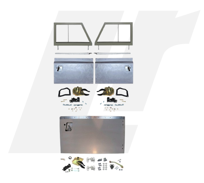 LRC10845 - Defender Front and Tailgate Half Door Conversion Kit - Pair of Front Doors to Fit Series 3 Doors to your Defender - Half Tailgate Door - All Fixings Included Image 1
