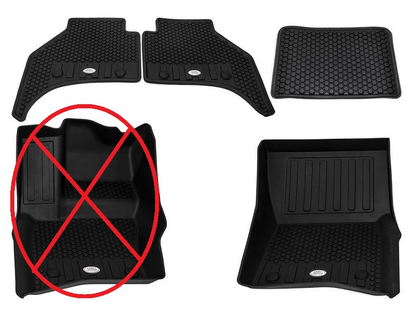 VPLES0668 - First and Second Row Rubber Mat Set for Defender 2020 Onwards  - Left Hand Drive - Genuine Land Rover *DRIVER'S MAT MISSING - REDUCED TO CLEAR* Image 1