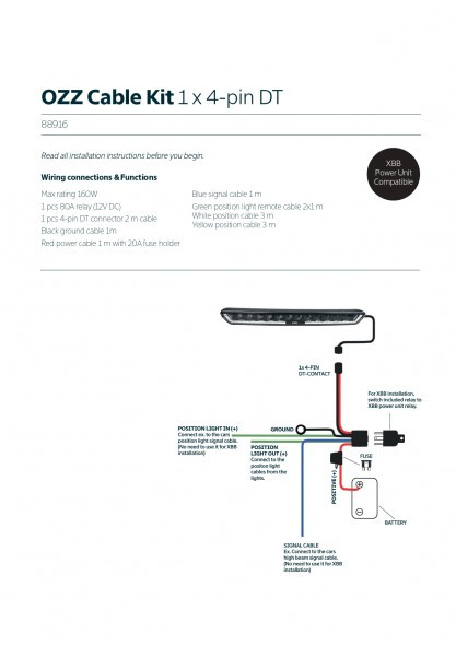 EXT00563 - OZZ Lights Cable kit 1x 4-pin DT Image 2