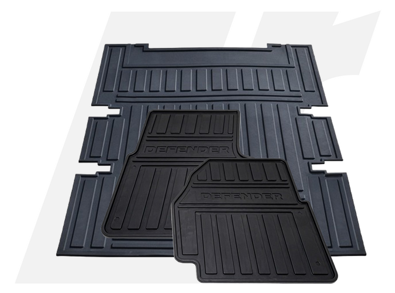 LRC11023 - Front and Rear Rubber Mat Set - Defender 90 - Genuine Land Rover - FOR VEHICLES FROM 2012 - Will not fit New Defender 2020 Onwards Image 1