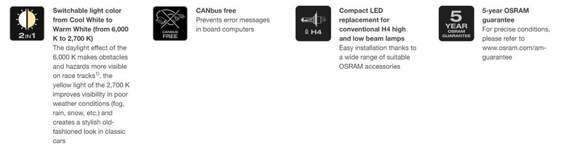 64193DWALL - OSRAM All Season Off-Road LED Pair of H4 Bulbs Image 4