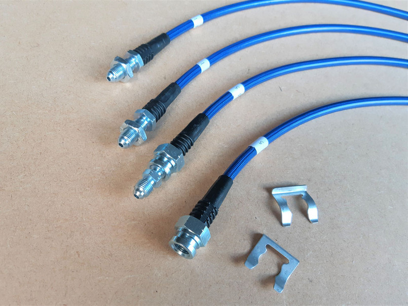 GL1230-BLUE - Extended Brake Hoses - 4 Line Kit - Defender 1999-2004 TD5 EARLY - With ABS - by Gwyn Lewis Image 3