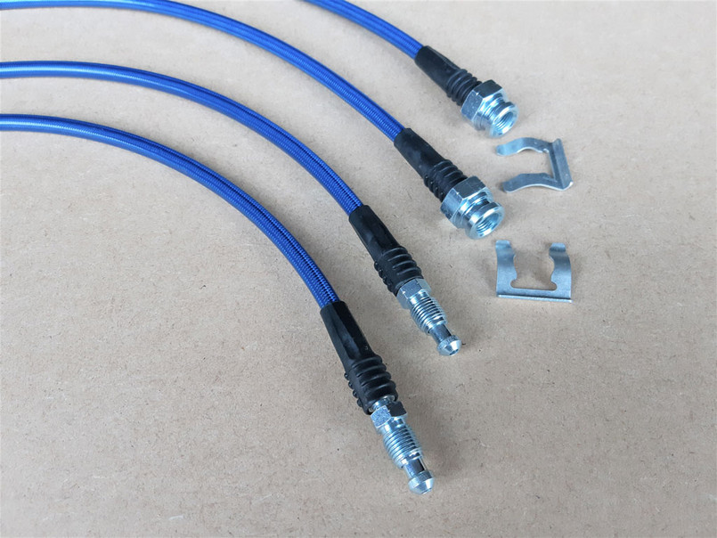 GL1234-BLUE - Extended Brake Hoses - 4 Line Kit - Defender 2004-2016 Late TD5 & PUMA - With ABS - by Gwyn Lewis Image 2