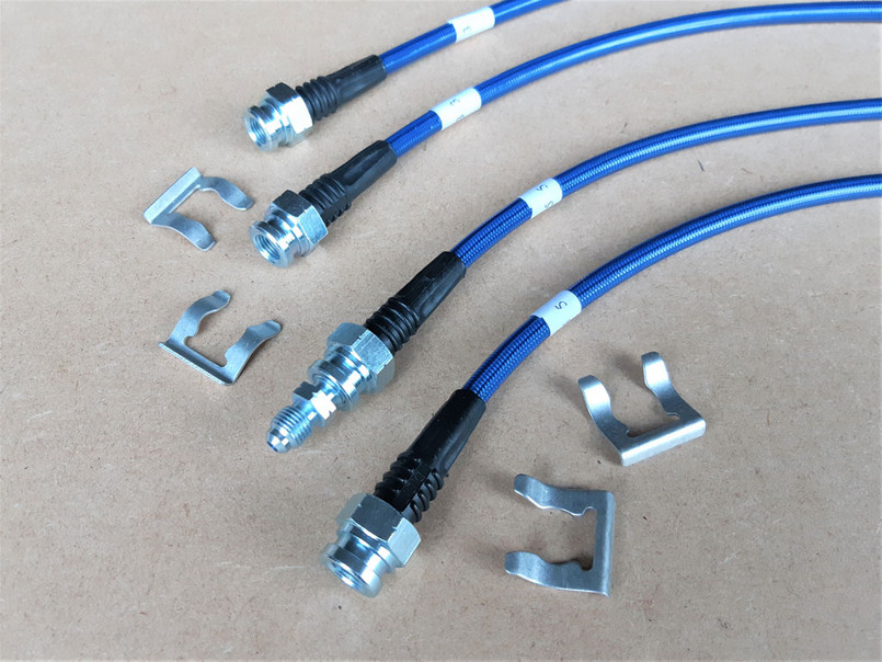 GL1234-BLUE - Extended Brake Hoses - 4 Line Kit - Defender 2004-2016 Late TD5 & PUMA - With ABS - by Gwyn Lewis Image 3