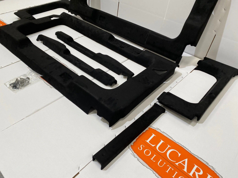 LRI34231-110 - Rear Window Surround Panels - Black Suede Effect - Land Rover Defender 110 2007 onwards - by Lucari Image 3