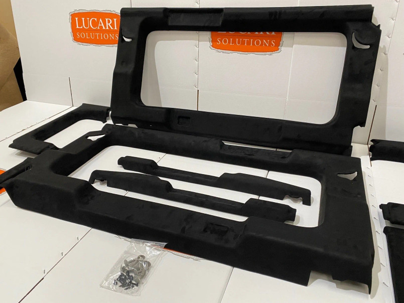 LRI34231-110 - Rear Window Surround Panels - Black Suede Effect - Land Rover Defender 110 2007 onwards - by Lucari Image 6