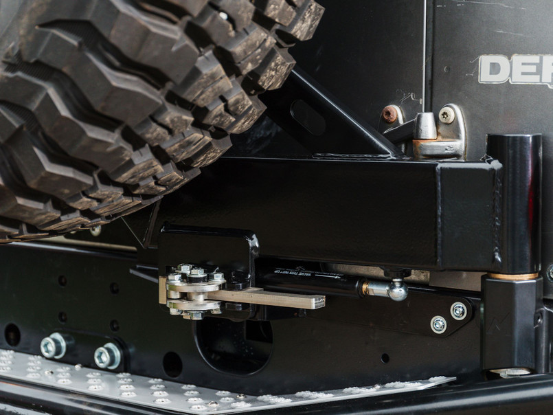 TF059 - Single Arm Spare Wheel Carrier - Chassis Mounted - Defender 90, 110 & 130 - by Terrafirma Image 2