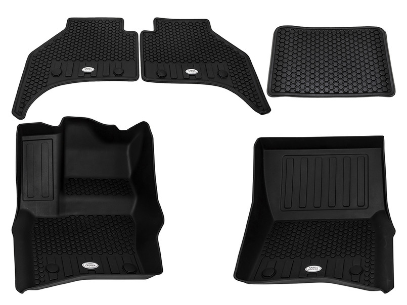 VPLLE0047 - Front & Rear Deep Sided Rubber Mat Set - Defender 110 2020 onwards - Left Hand Drive - without 3rd Row - Genuine Land Rover Image 1