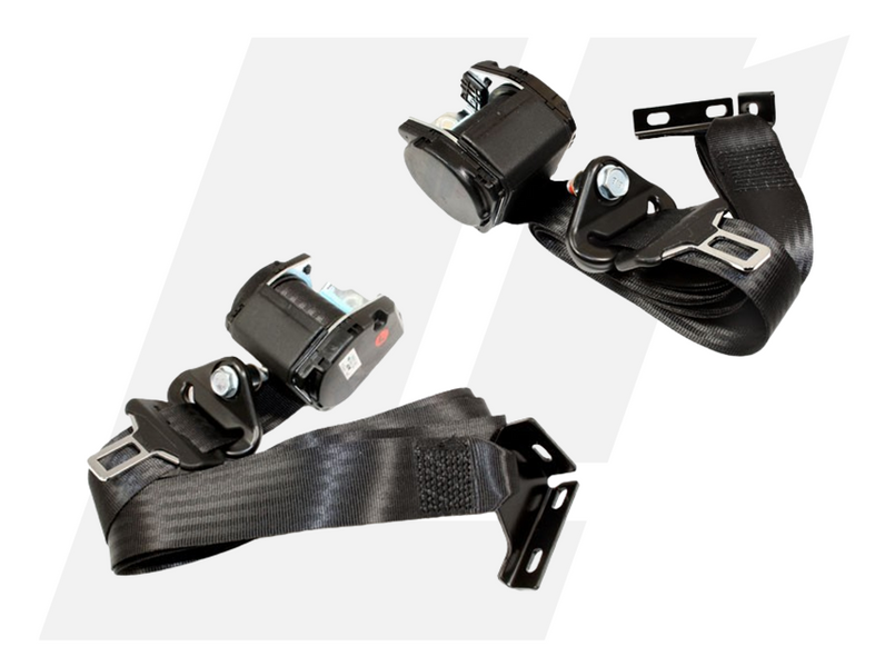 LRC11108 - Left and Right Front Seatbelt Set - Land Rover Defender 2001-2006 (Three Bolt 'L' Bracket) Image 1