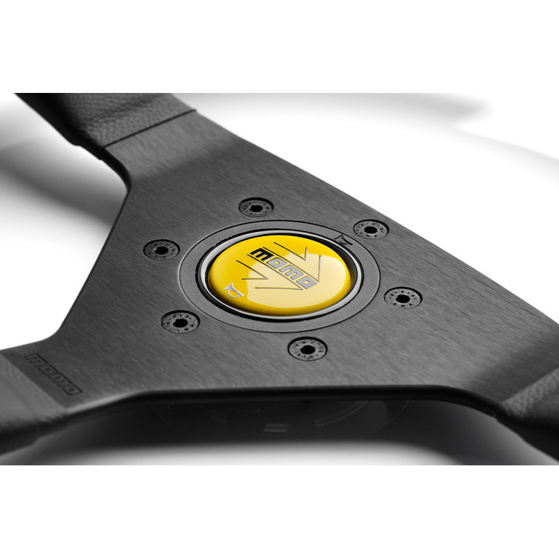 M11111785BKYER - MOMO Montecarlo steering wheel - Black Leather & Yellow Stitching Image 3