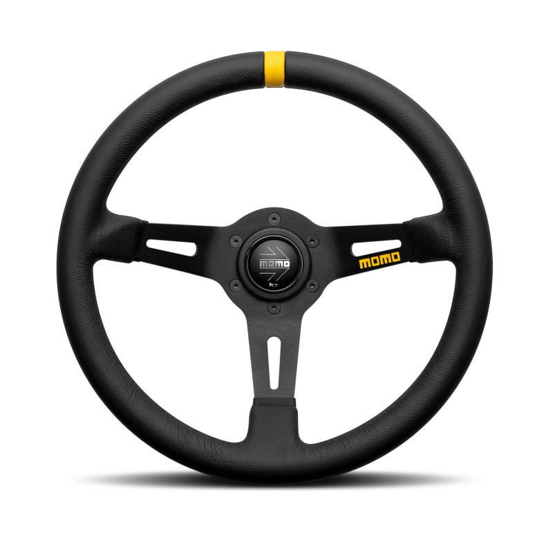 VR08LEBK331PR - MOMO MOD.08 Steering Wheel - Leather, Black Spoke - 330mm Image 1