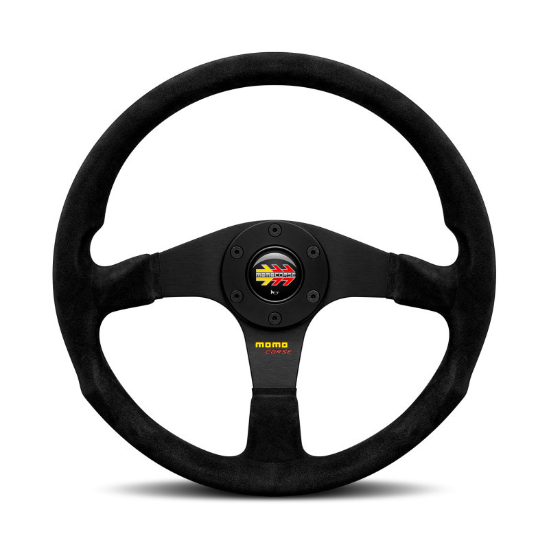 VMCO2SBK351PR - MOMO Corse 2.0 Steering Wheel - Black Suede - The Original Corse Steering Wheel From The 1990's Has Been Re-Styled And Re-Launched For 2026 Image 1