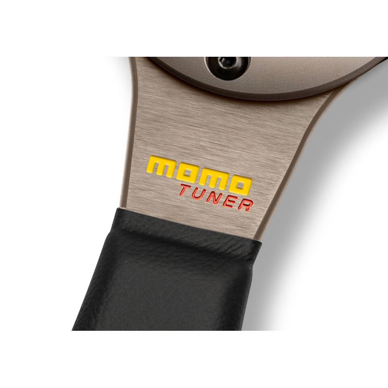 VTUNERANT35R - MOMO Tuner steering wheel - 350mm Black Leather Rim with Anthracite Aluminium Spokes IN STOCK FOR IMMEDIATE SHIPPING Image 3