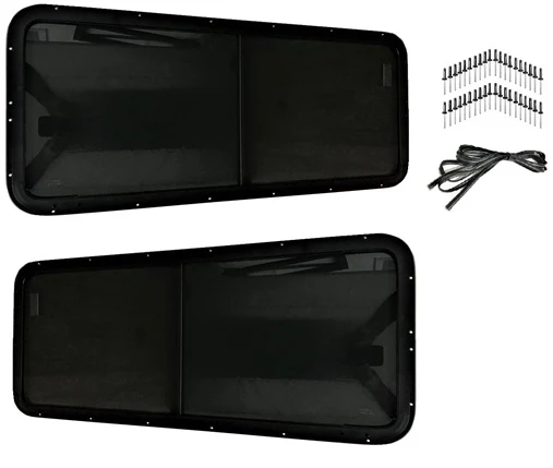 BG1214 - BlakGlass® Factory Size Pair Tinted Deluxe Sliding Window Glass Kit - Defender 90 & 110 Hardtop - 85% Tint - by SP 4x4 Image 1