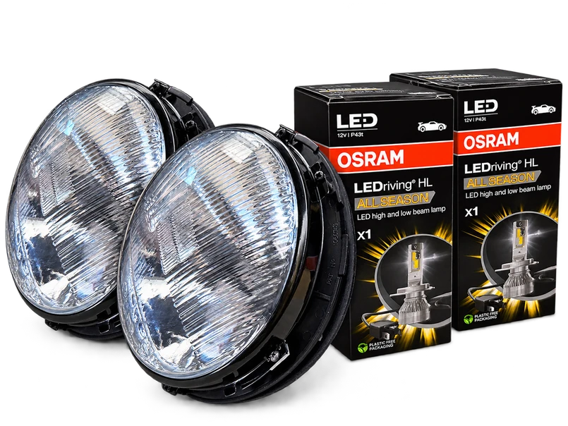 - All Weather Heritage Style LED Headlamp Kit for Land Rover Defender – Wipac 7" Lamps & OSRAM ALLSEASON LEDs Image 1
