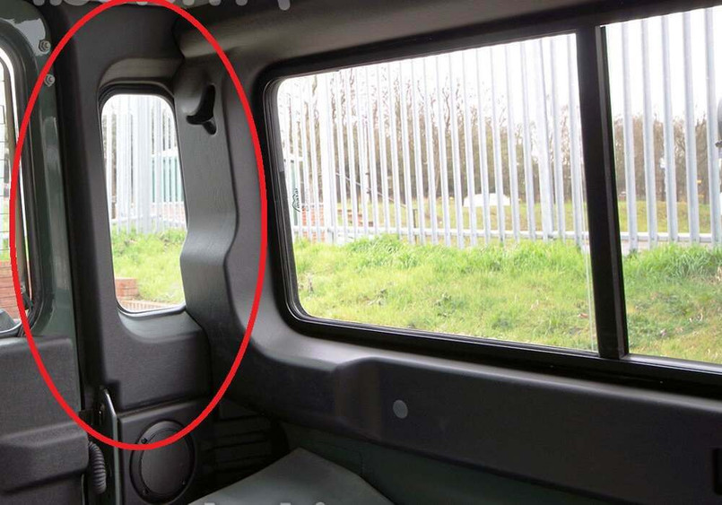 EQT500630LOY - Left Hand Finisher for Rear Quarter Window on Land Rover Defender - Fits 2007-2016 - In Dark Granite Image 1