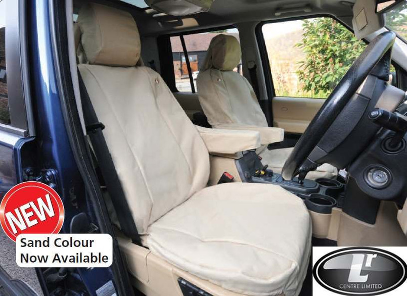 DA2819SAND - Front Seat Covers In Sand for Range Rover Sport up to 2009 (Shows Similar Set Fitted to Discovery 3) Image 1
