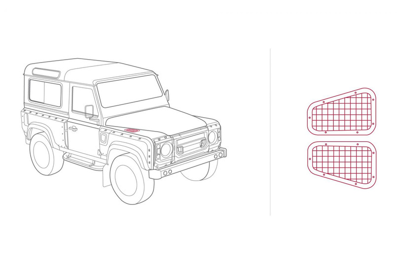 PKDEFWINGVENTINDMESH - Defender Bonnet Vents with Mesh - Pair in Stainless Steel - By Chelsea Truck Company Image 5