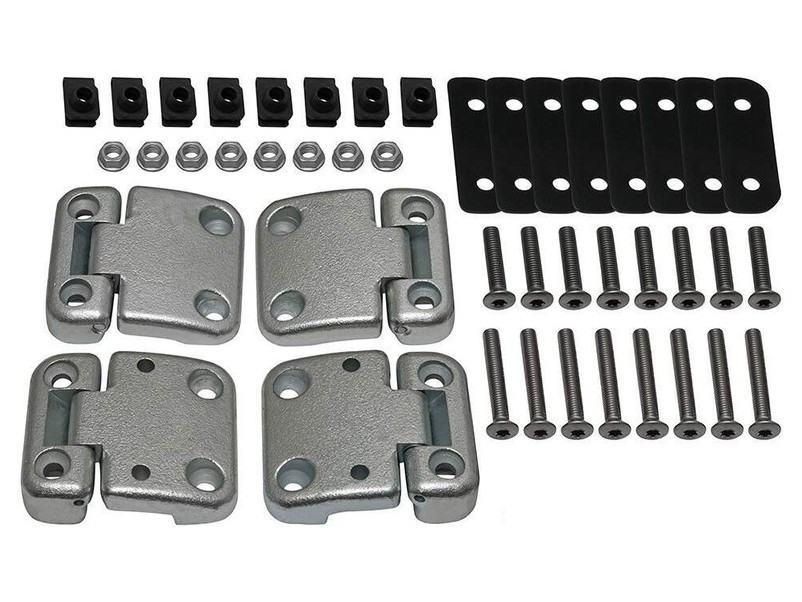 DA1070W - Full Front Door Hinge Kit for Defender (TD5 Style Heavy-Duty Door Hinges) with Stainless Steel Nut, Bolts and Plastic Shims Image 1
