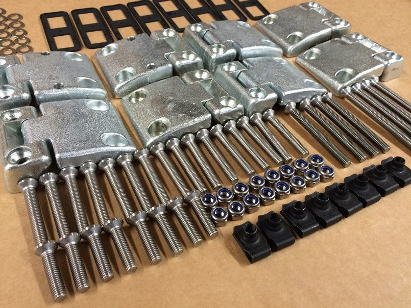 LRC1071 - Front and Rear Side Door Hinge Kit for Defender (up to 1999) with Stainless Steel Nut, Bolts and Plastic Shims Image 2