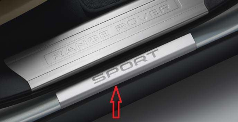 VPLWS0207 - Outer Sill Protectors for Range Rover Sport L494 - Genuine Land Rover - Set of Two Tread Plates with SPORT Branding Image 1