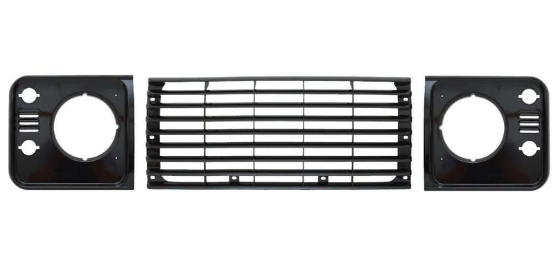 DA1357 - Land Rover Defender Headlamp Surrounds and Grille Kit in Santorini Black - Colour Coded Image 1